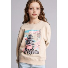 DeFacto Relax Fit Bisiklet Yaka Baskılı Sweatshirt Kız Çocuk E6843A825WN