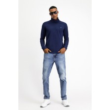 Kiğılı Balıkçı Yaka Slim Fit Dar Kesim Pamuklu Sweatshirt