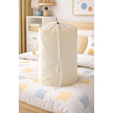 PH Prendi Home Krem Renk Büzgülü Silindir Hurç- Çok Amaçlı Battaniye Yorgan Oyuncak ve Çamaşır Sepeti 30X50