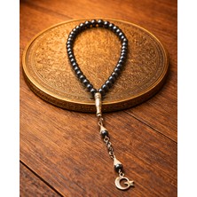 Sufi Tesbih Esans Ve Hediyelik Doğal Hematit Taşı Bileklik Tesbih 6mm – Gümüş Kaplama Imame ve Püsküllü Şık Bilek Boy Tesbih