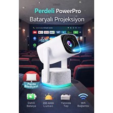 Weskam Taşınabilir Powerbankli Kablosuz Android Projeksiyon 4K Full Hd Rgb Işıklı Sinema Projektör Perdeli