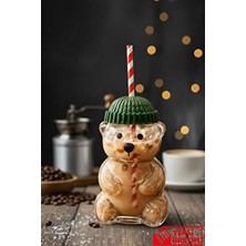 Bearista - Barista Cam Soğuk Pipetli Içecek Bardağı Sevimli Ayıcıklı Bardak 550 ml