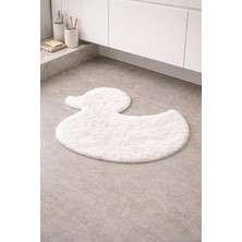 Saymine Kuzu Peluş Ördek Desenli Ince Banyo Paspası - Süet Taban Yumuşak Dokulu Tüy