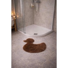 Saymine Kuzu Peluş Ördek Desenli Ince Banyo Paspası - Süet Taban Yumuşak Dokulu Tüy
