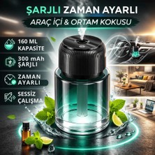 Coofbe Otomatik 160ML Şarjlı Araç Aroma Difüzör Oto Kokusu Işıklı Ev Oda Araba Koku Makinası Aromaterapi