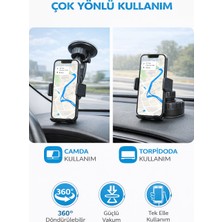 Mega Oto Market Otomatik Klipsli Araç Içi Telefon Tutucu – Cam ve Torpido Için Ayarlanabilir Vantuzlu Oto Telefon Standı
