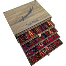 Yaman Hediyelik Kişiye Özel Ahşap Tesbih Koleksiyon Kutusu Hediyelik Isim Yazılı Tespih Kutusu 50 Tesbihlik