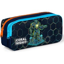 Coral High Kids Lacivert Robot Desenli Iki Bölmeli Kalem Çantası 31046