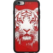 iPhone 6 Plus / 6s Plus Uyumlu Kirmizi ve Kaplan Tasarımlı Glossy Premium Kılıf