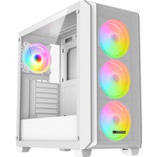 Rampage Elysıan Mesh 850W 80 Plus Bronze 4*12CM Argb Fan Temperli Camlı Mid-T Beyaz Oyuncu Kasası