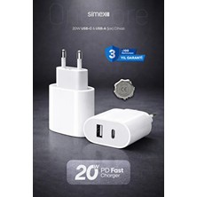 Simex iPhone 11-12-13-14 Serileri & iPad Uyumlu - USB / Pd 20W Hızlı Şarj Aleti - Ce Belgeli -Sps-16