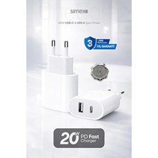 Simex 20W iPhone Uyumlu Hızlı Şarj Aleti Güç Adaptörü Başlığı Lightning 8 11 12 13 14 Pro Max Mini X  Xs Xr