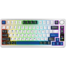 Rampage Quell Pro Ekranlı Beyaz Hot Swap 2.4g + Bt Wireless Rgb Gasket Oil Switch English Layout Pbt