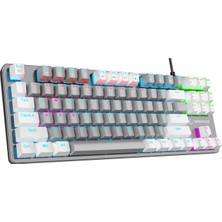 Rampage Snug K14 Gri/beyaz Red Swıtch Mekanik Gaming Oyuncu Klavye Us Layout English Rainbow Tkl