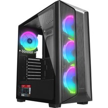 Rampage Saılor Temperli Camlı 650W 80 Plus Bronze Siyah 4*12CM Rainbow Fanlı Atx Mid-T Gaming Oyuncu