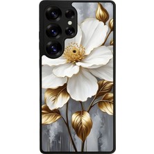 Samsung Galaxy S25 Ultra Uyumlu Yaldizli Cicek Tasarımlı Glossy Premium Kılıf
