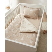 Pufuduk Baby %100 Pamuk Müslin Bebek Nevresim Takımı 3'lü Set Atlıkarınca Desenli