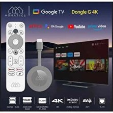 Homatics Dongle G 4K Google TV 32 GB Depolama ve Ethernet Özellikli Gri Renkli Medya Oynatıcı