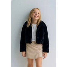 Esila Kids Kız Çocuk Bolero Peluş Ceket Inci Kapamalı Uzun Kollu Çocuk Ceket