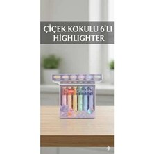 Alpa Store Mikro 6'lı Pastel Renk Çiçek Kokulu Highlighter Işaretleme Kalemi Seti Fosforlu Kalem