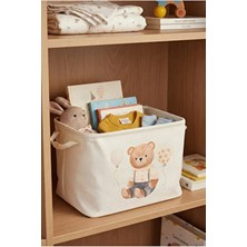 PH Prendi Home Sevimli Ayıcık Baskılı Dikdörtgen Oyuncak Çamaşır Sepeti 25 x 14 x 18