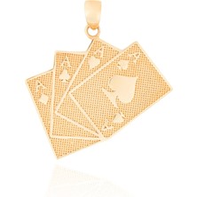 Berk Mücevherat 14 Ayar Altın Iskambil Kartı Erkek Kolye Ucu