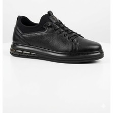 Gamze 718 Siyah  Balon Taban Hakiki Deri Günlük Erkek Ayakkabı