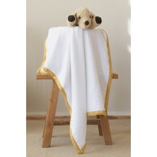 %100 Pamuk Müslin Bebek Battaniyesi 4kat Pamuk Örme Dantel Detaylı 80X100CM