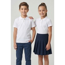 Kinderos Pamuklu Kısa Kollu Basic Düz Polo Yaka Okul Tişört - 26Y 0603
