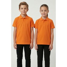 Kinderos Pamuklu Kısa Kollu Basic Düz Polo Yaka Okul Tişört - 26Y 0603