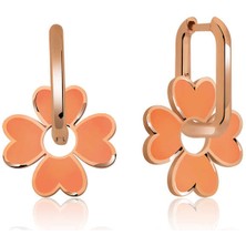 Kenpazar  Gümüş Fosforlu Turuncu Yonca Küpe