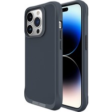 Bix iPhone 14 Pro Vortex Magsafe Kılıf Stand Özellikli 3x Korumalı Mikro Fiber Iç Yüzey Gri Mavi