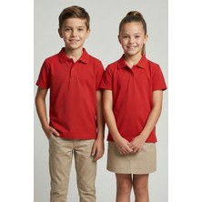 Kinderos Pamuklu Kısa Kollu Basic Düz Polo Yaka Okul Tişört - 26Y 0603