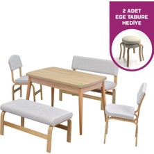 Vilinze Ege Sandalye Avanos Ahşap Mdf Açılır Mutfak Masası Takımı - 70X120+30 cm