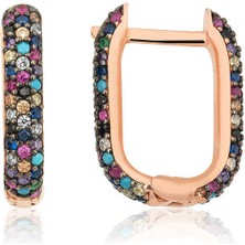 Kenpazar Gümüş Çift Taraflı Mix Taşlı J Bayan Küpe