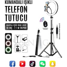 Ensiga Kumandalı Youtuber Tiktok Çekim Işıklı Telefon Tutucu Makyaj Işığı Ring Light 10 Inç + 2.1 M Tripod