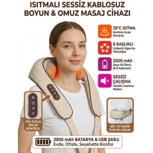 FaroxTech Isıtmalı Kablosuz Boyun ve Omuz Masaj Cihazı - 6 Başlıklı Derin Doku Etkili Şarjlı Masaj Kemeri