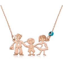 Kenpazar 925 Ayar Gümüş Rose Mutlu Aile Kolye