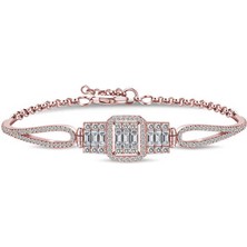 Kenpazar  925 Ayar Gümüş Rose Baget Bileklik