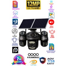 Venas 4 Kameralı Çift Solar Panelli Sim Kartlı Gece Görüşlü Aov Güvenlik Kamerası