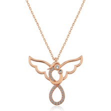 Kenpazar 925 Ayar Gümüş Rose Melek Anne ve Çocuk Kolye