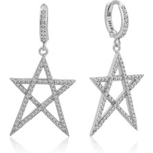 Kenpazar 925 Ayar Gümüş Beyaz Yıldız Bayan Küpe