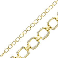 Kenpazar 925 Ayar Gümüş Gold Kare Taşlı Kadın Bileklik