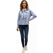 Piove Fiyonk Detaylı Çizgili Gömlek – Blue Charm
