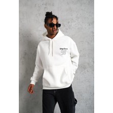 Çamaşır Kenti 98 Baskılı Kapşonlu Sweat - Beyaz Midas Wear