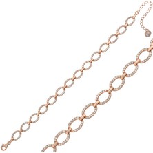 Kenpazar 925 Ayar Gümüş Rose Oval Taşlı Bileklik