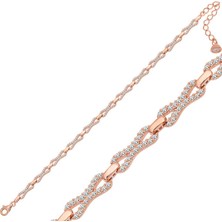 Kenpazar 925 Ayar Gümüş Rose Zirkon Taşlı Kadın Bileklik