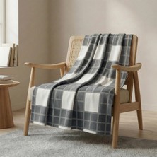 Prime Sleeks Kare Desenli Tv Battaniyesi 120X150 cm Koltuk Şalı Diz Örtüsü Throw Battaniye