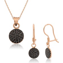 Kenpazar  925 Ayar Gümüş Siyah Yuvarlak Set