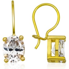 Kenpazar  925 Ayar Gümüş Gold Sallantılı Oval Damla Küpe